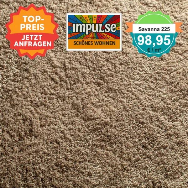 JAB Savanna 225 Sand – Draufsicht des Hochflor-Teppichbodens mit Preisangabe